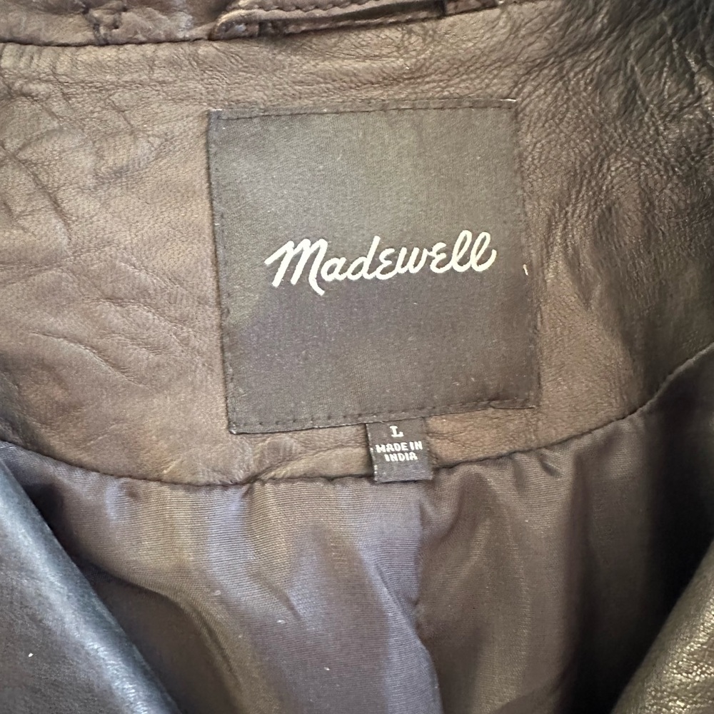 Madewell Washed Leather Oversized Motorcycle Jacket - L - Picture 6 of 12